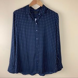 NWT Banana Republic Blue Polka Dot Dillon Shirt L 12 14